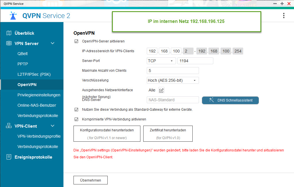 QNAP Einstellung