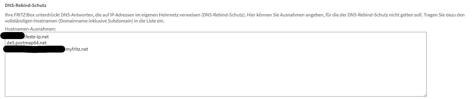 Hier einmal der DNS-Rebind-Schutz meiner Fritz!Box