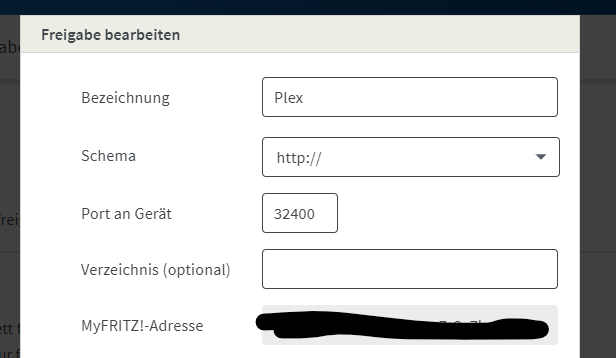 Freigabe in der Fritzbox